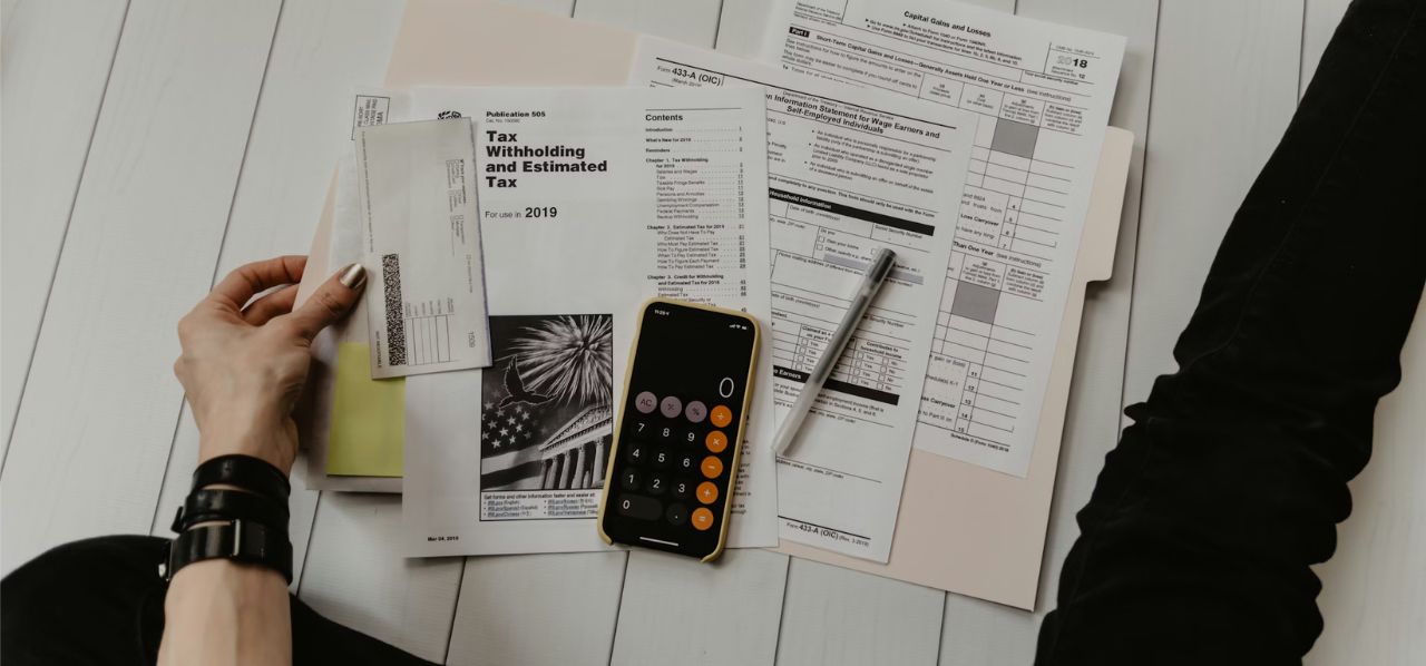 Accounting documents on desk